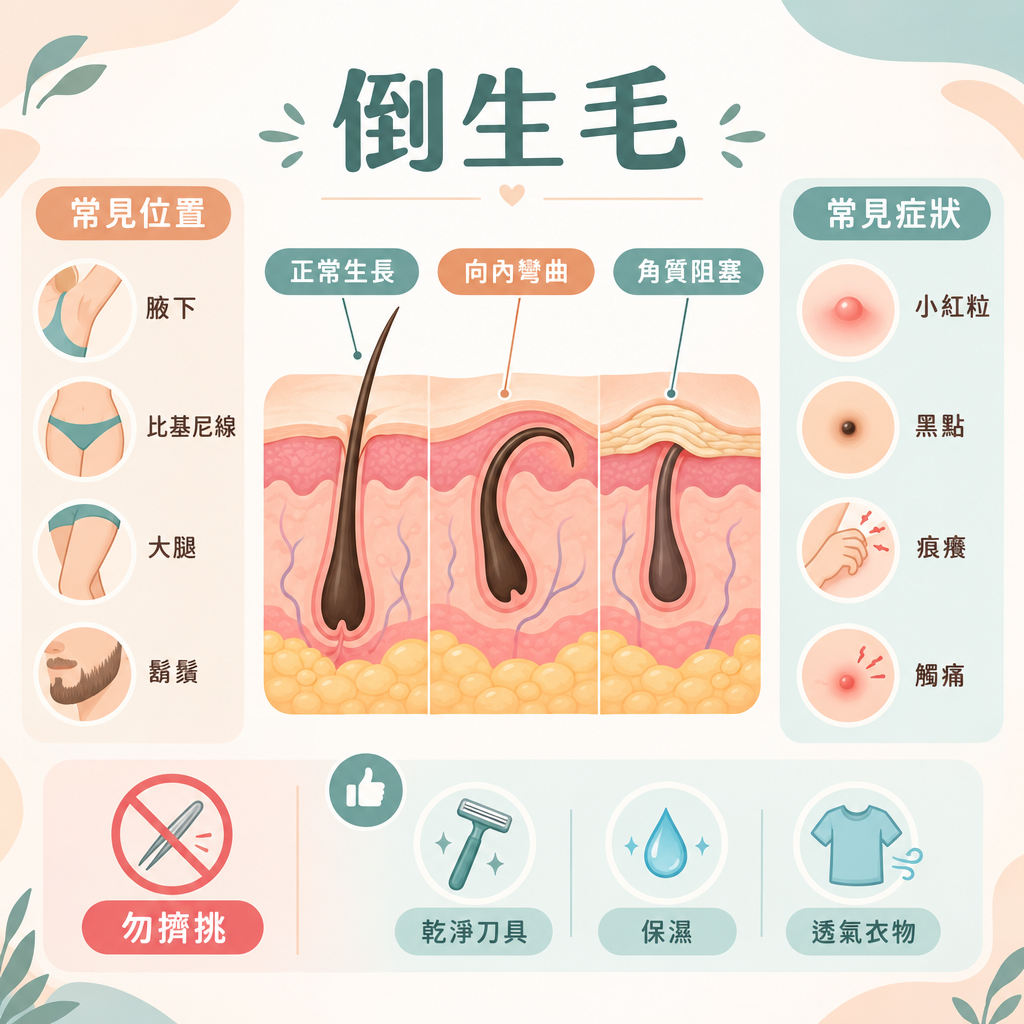 什麼是倒生毛？如何減少毛囊炎與皮膚顆粒
